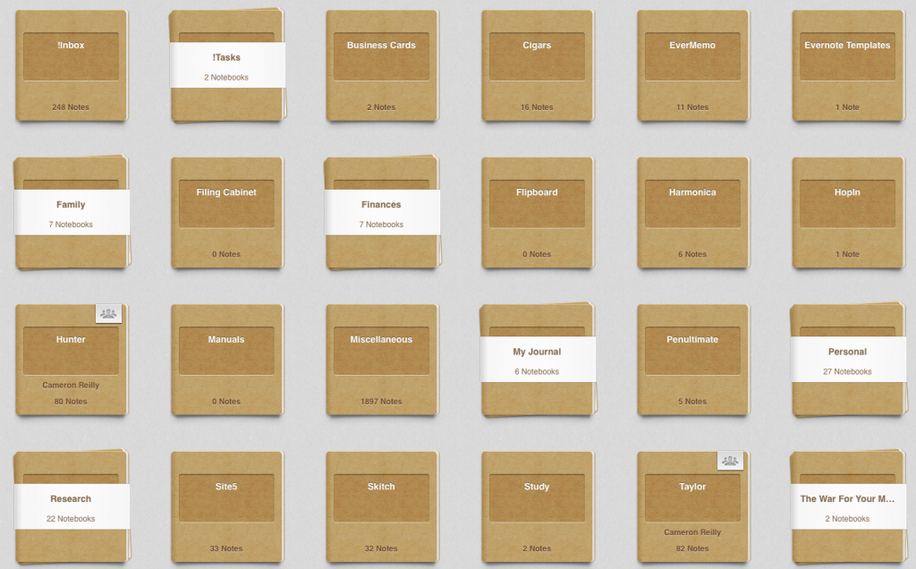 my evernote notebooks